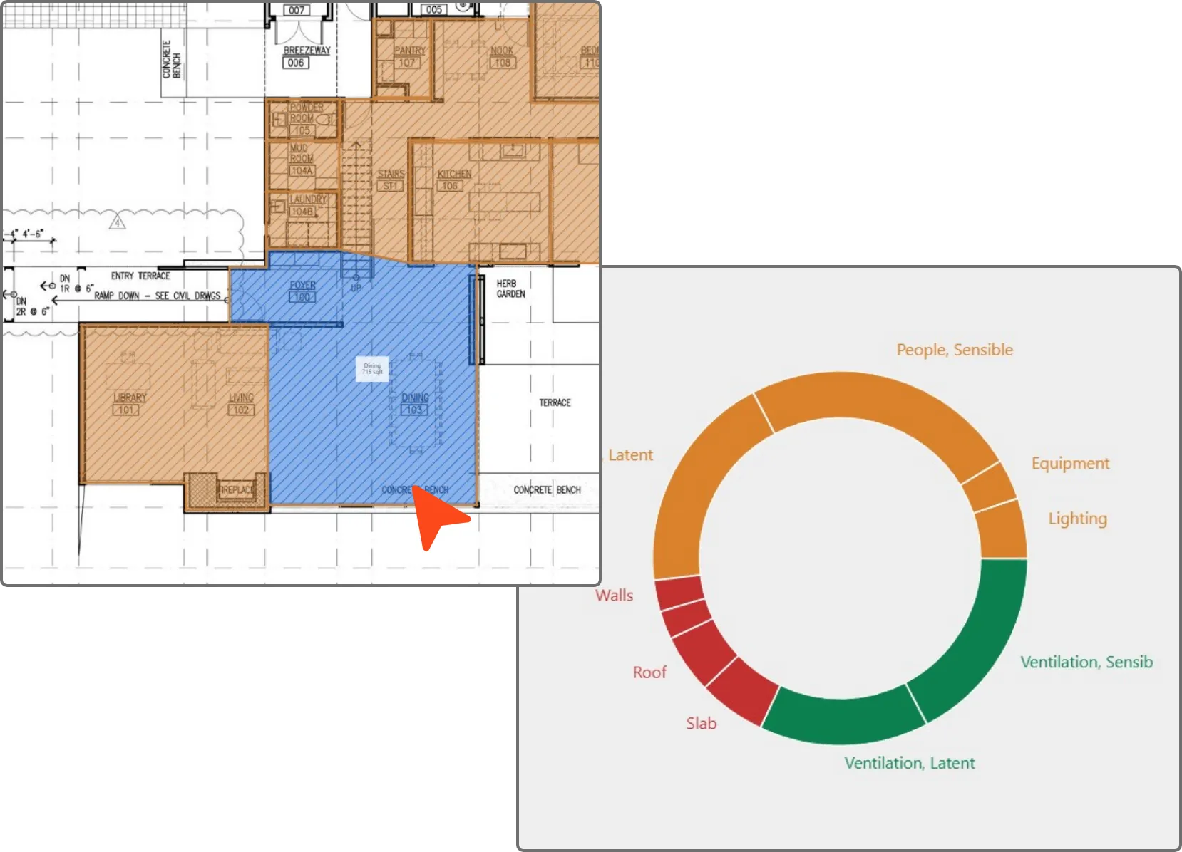 HVAKR space-by-space load calculation results